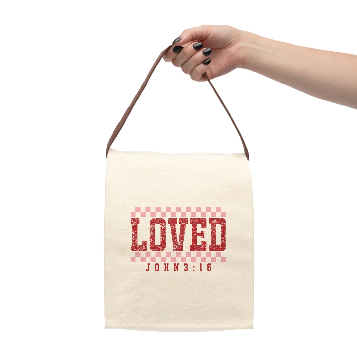 Loved John 3:16 Canvas Lunch Bag With Strap