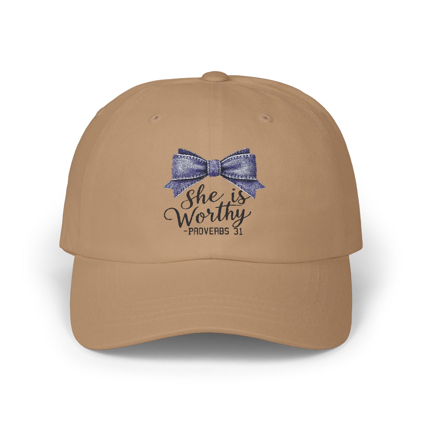 She is Worthy Classic Dad Cap - Proverbs 31 Inspirational Cap