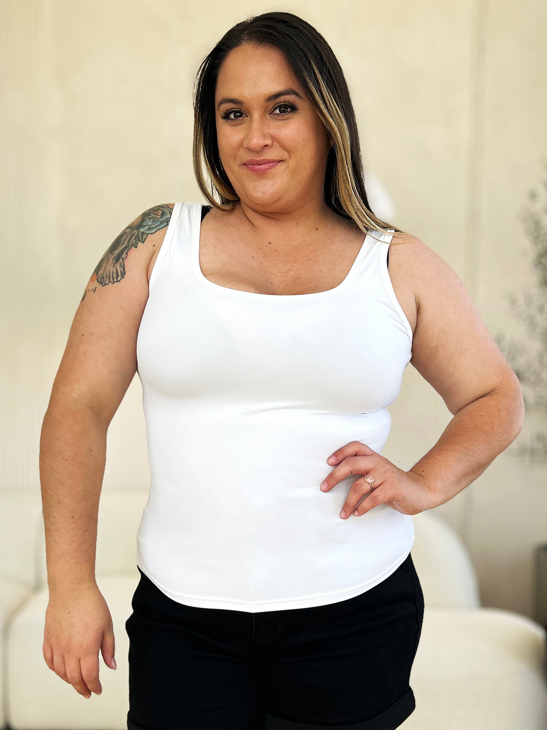 Square Neck Wide Strap Tank Top