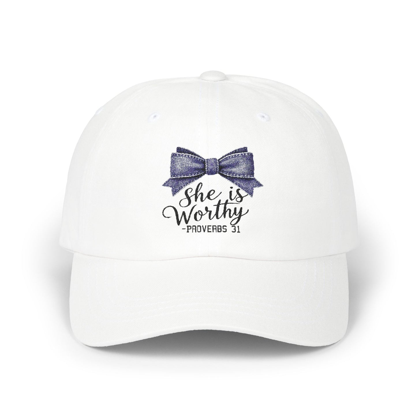 She is Worthy Classic Dad Cap - Proverbs 31 Inspirational Cap