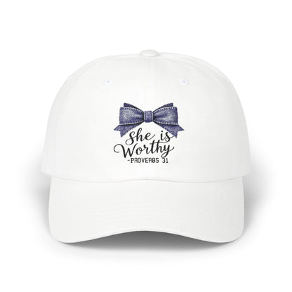 She is Worthy Classic Dad Cap - Proverbs 31 Inspirational Cap