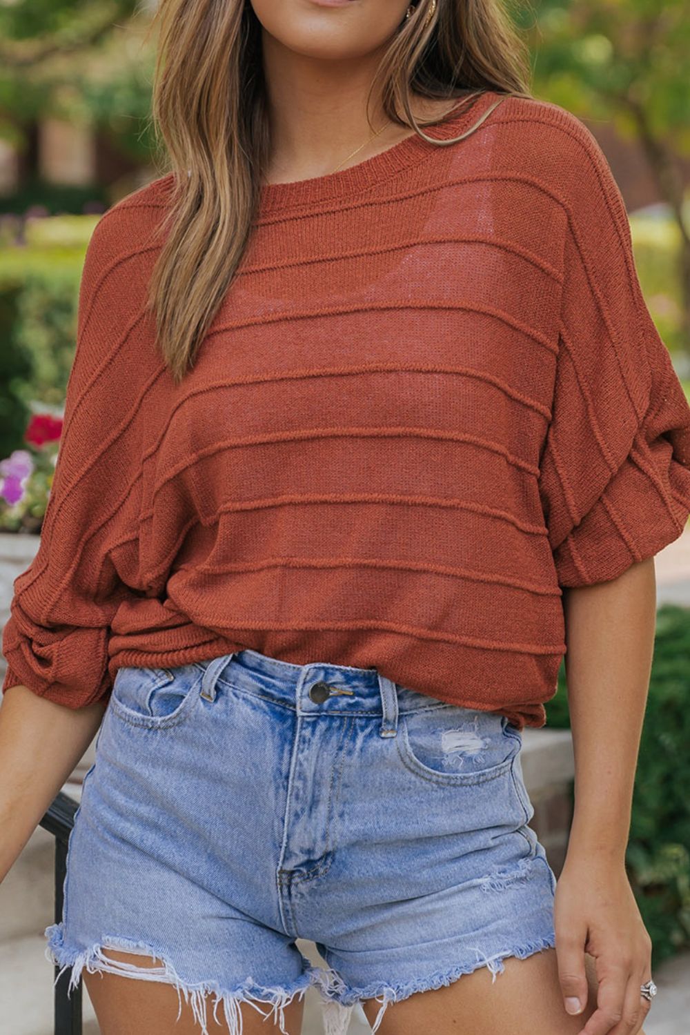 Round Neck Long Sleeve Knit Sweater