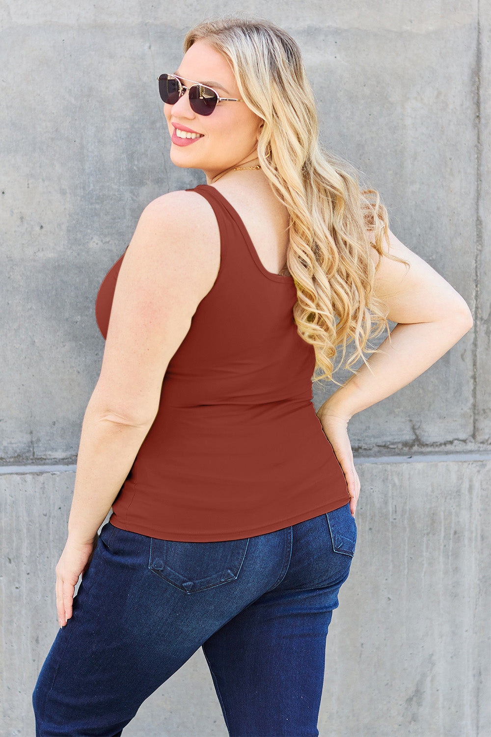 Square Neck Wide Strap Tank Top