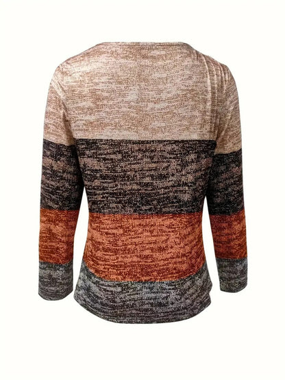 Color Block Quarter Zip Long Sleeve Sweater