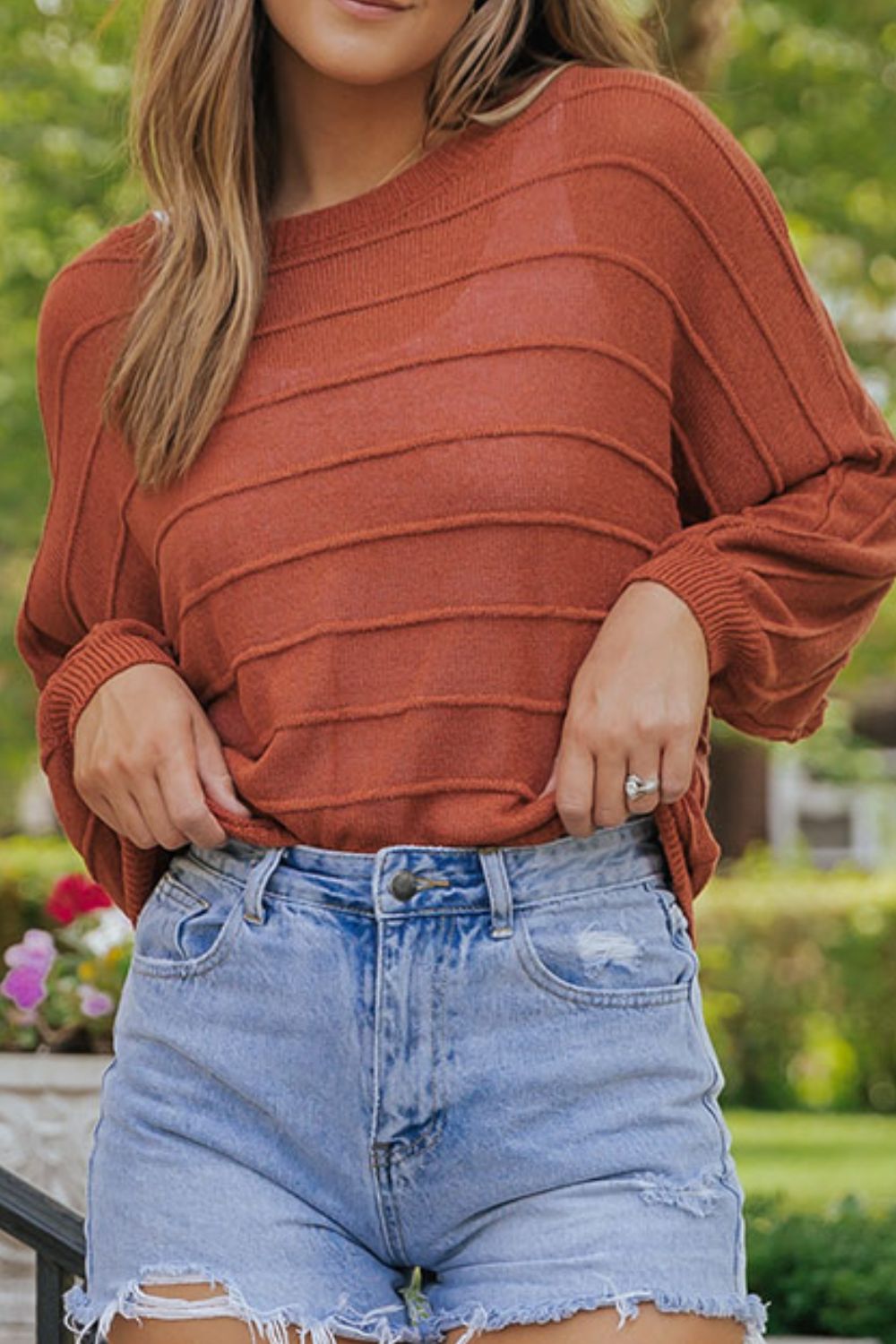 Round Neck Long Sleeve Knit Sweater