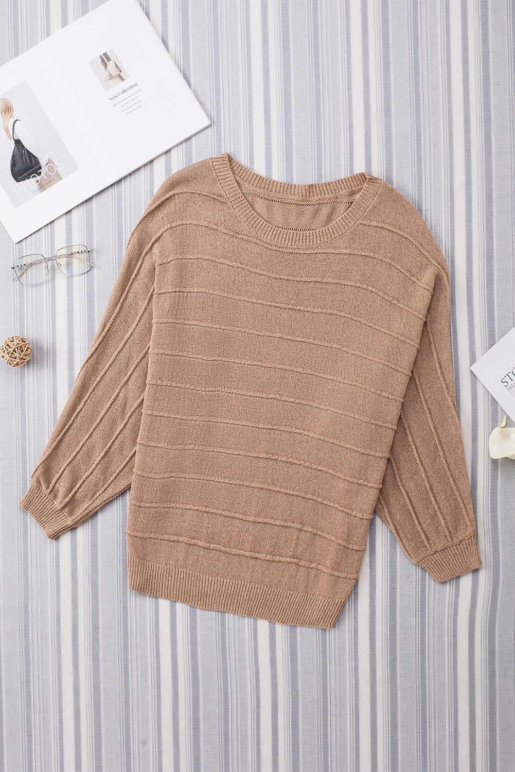 Round Neck Long Sleeve Knit Sweater