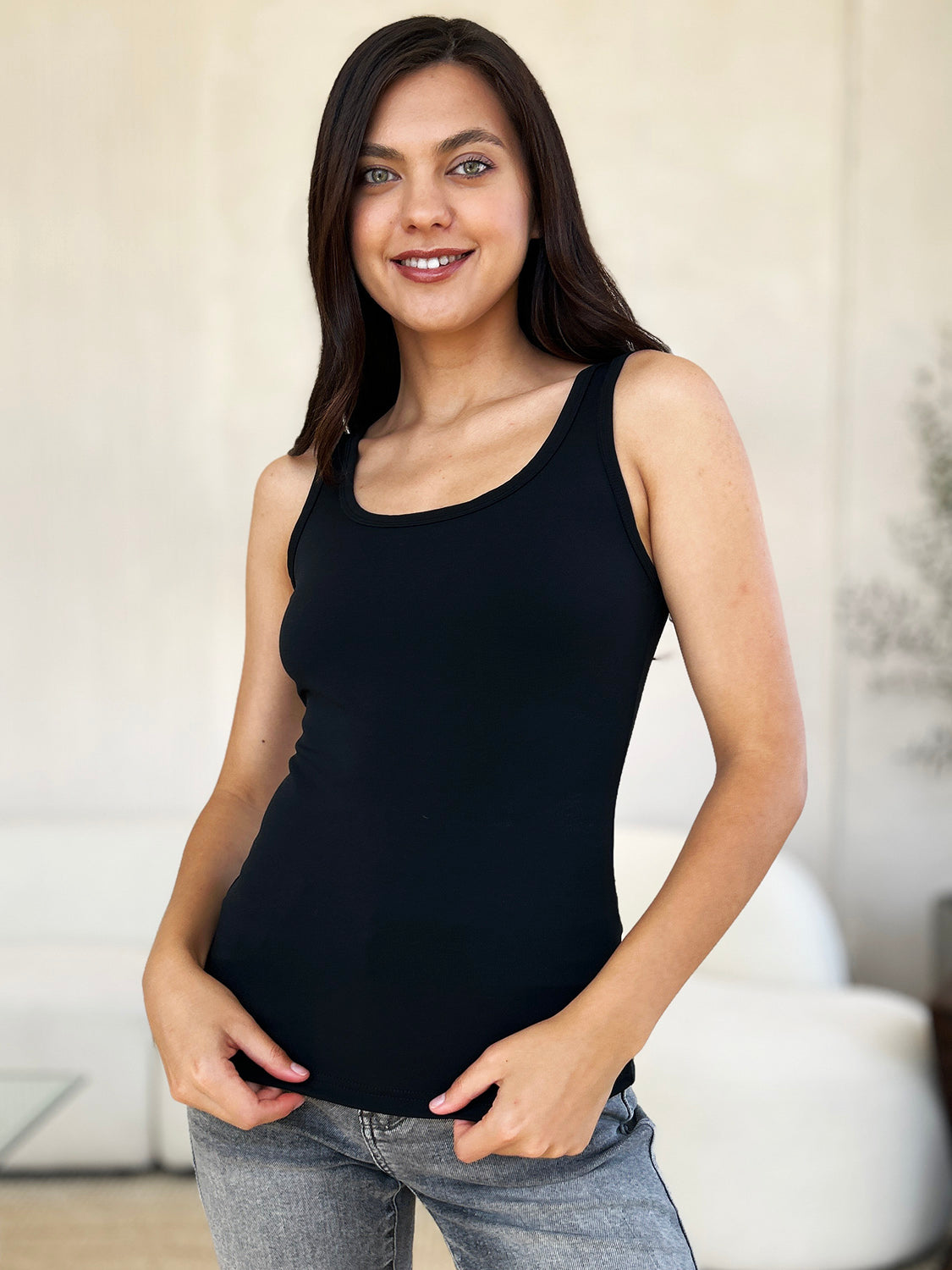 Square Neck Wide Strap Tank Top