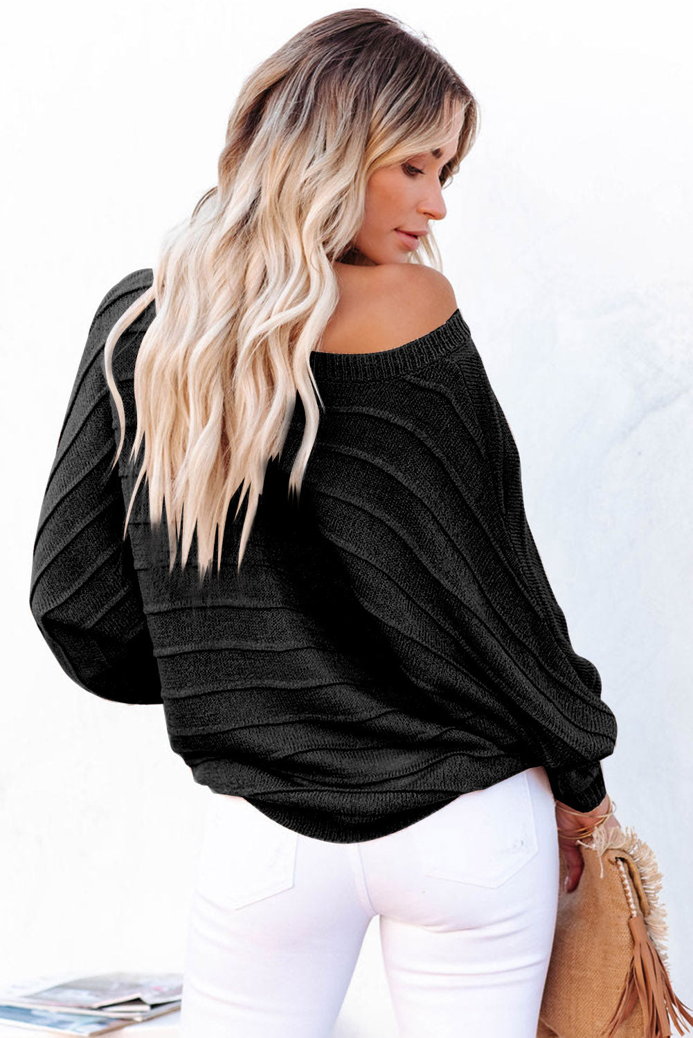 Round Neck Long Sleeve Knit Sweater