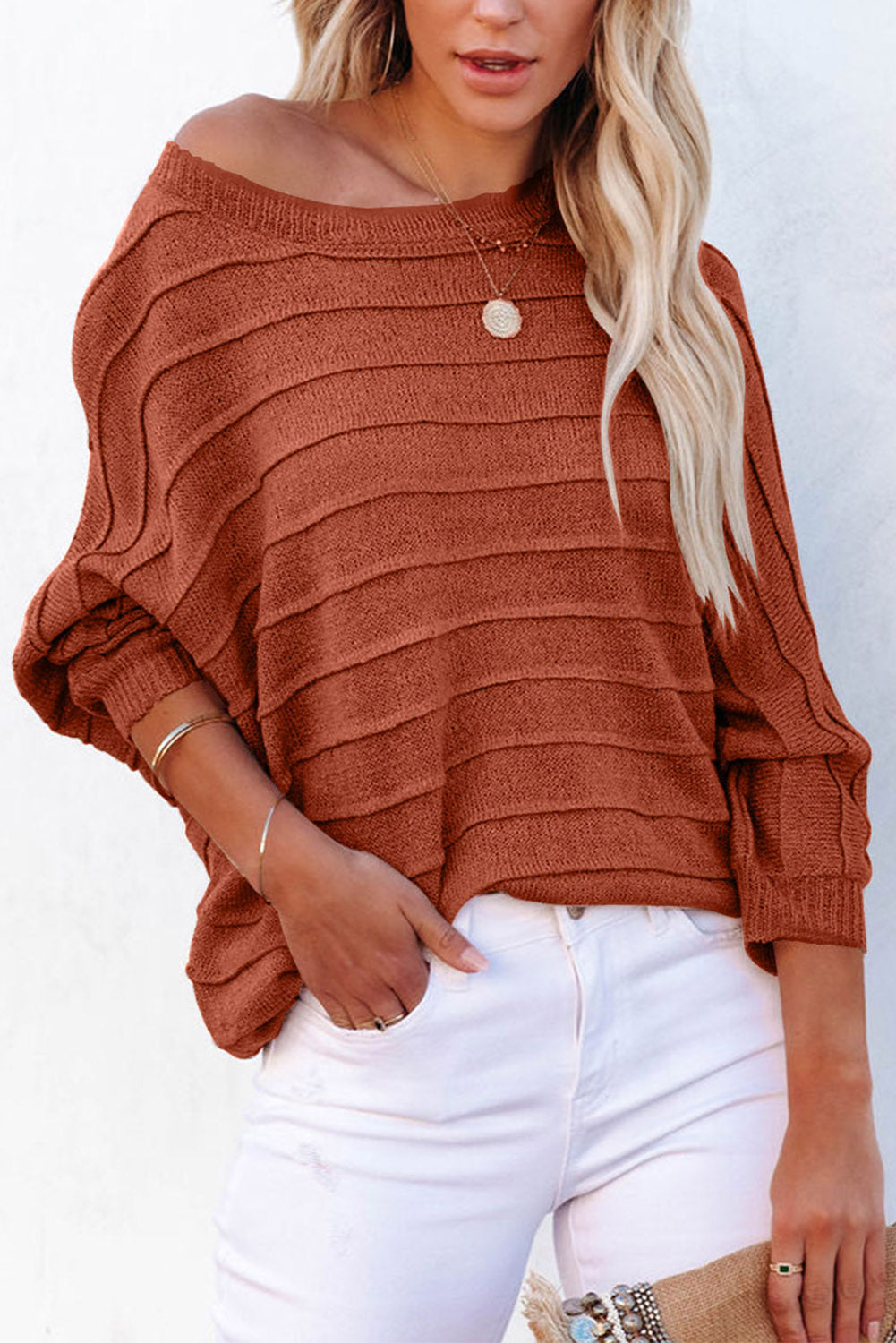 Round Neck Long Sleeve Knit Sweater
