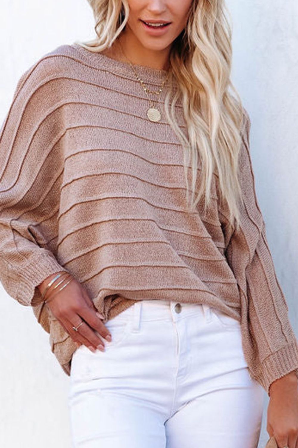Round Neck Long Sleeve Knit Sweater