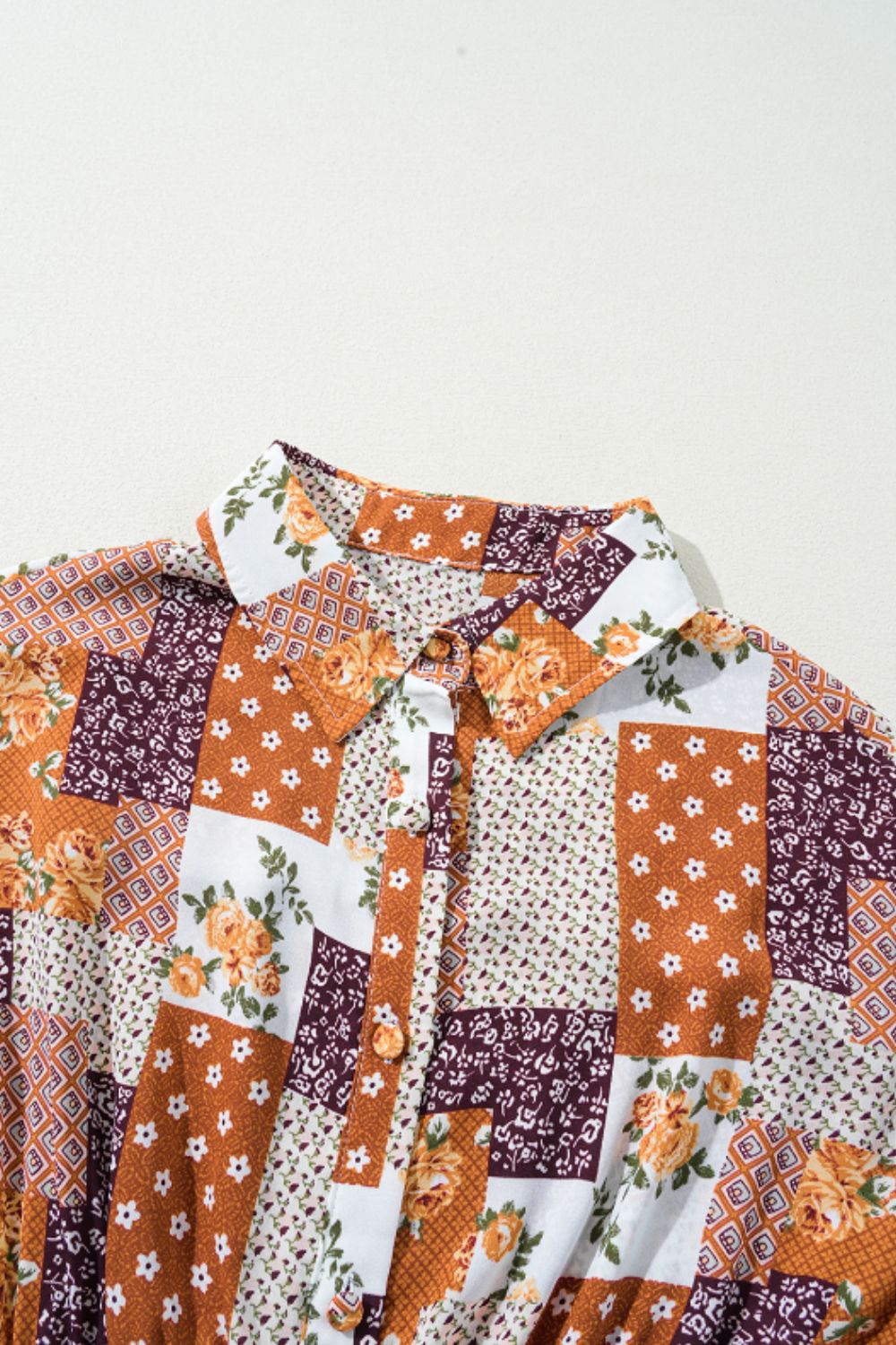 Three-Quarter Sleeve Mini Shirt Dress