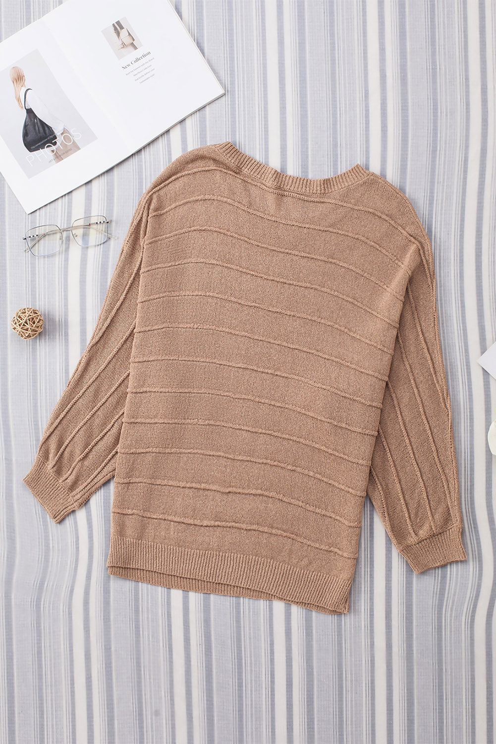Round Neck Long Sleeve Knit Sweater