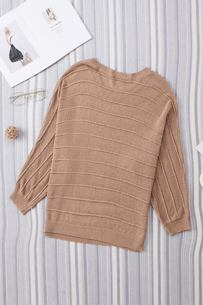 Round Neck Long Sleeve Knit Sweater