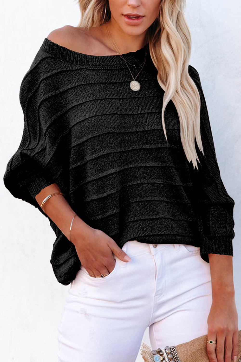 Round Neck Long Sleeve Knit Sweater